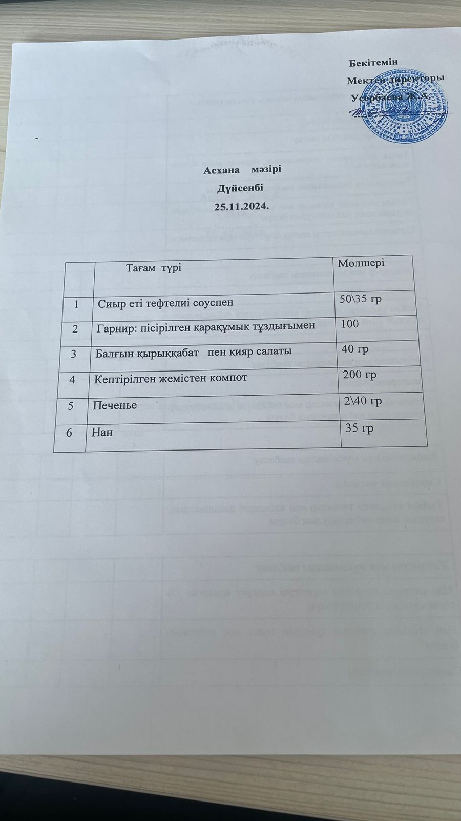 Ас мәзірі