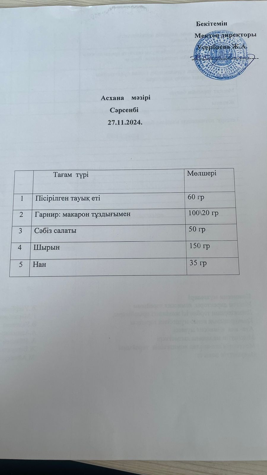 Ас мәзірі