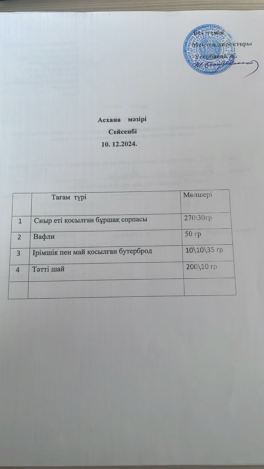 Ас мәзірі