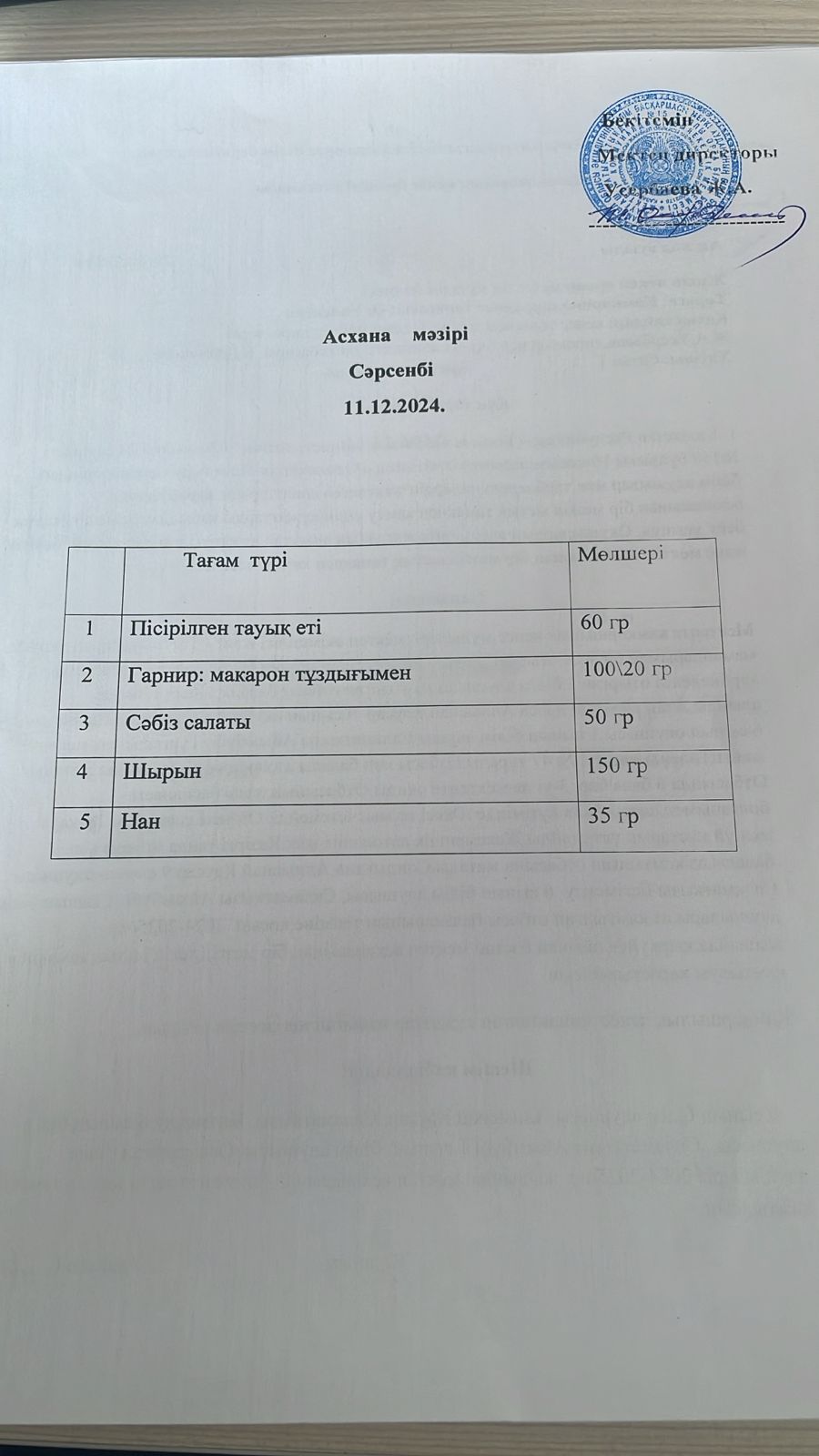 Ас мәзірі